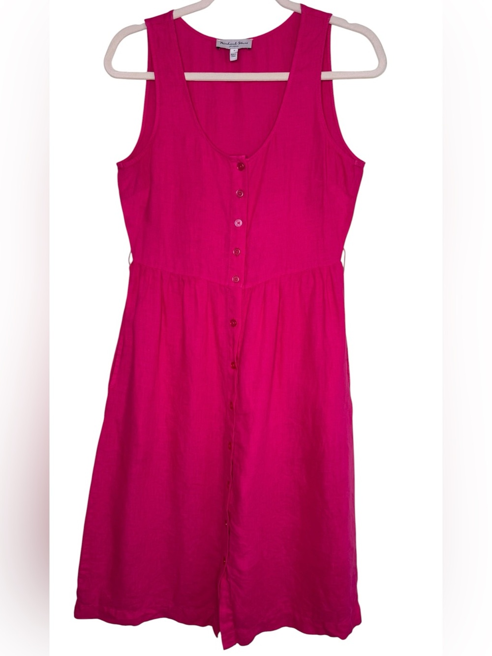 Michael Stars Lulu Linen Button Front Dress Pink Size Small